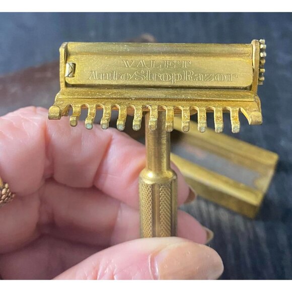 Vintage Valet AutoStrop Razor Gold-Plated Safety Razor With Original Case - Picture 4 of 7